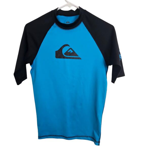 Quiksilver Rash Guard Mens S Blue Black All Time Id Short Sleeve Rash Guard Men - Picture 1 of 7